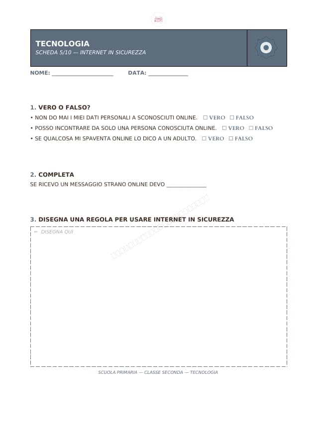 Pagina 5 di 10: Schede di tecnologia per la classe seconda