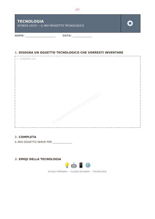 Pagina 10 di 10: Schede di tecnologia per la classe seconda
