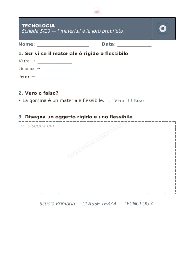 Pagina 5 di 10: Schede di tecnologia per la classe terza
