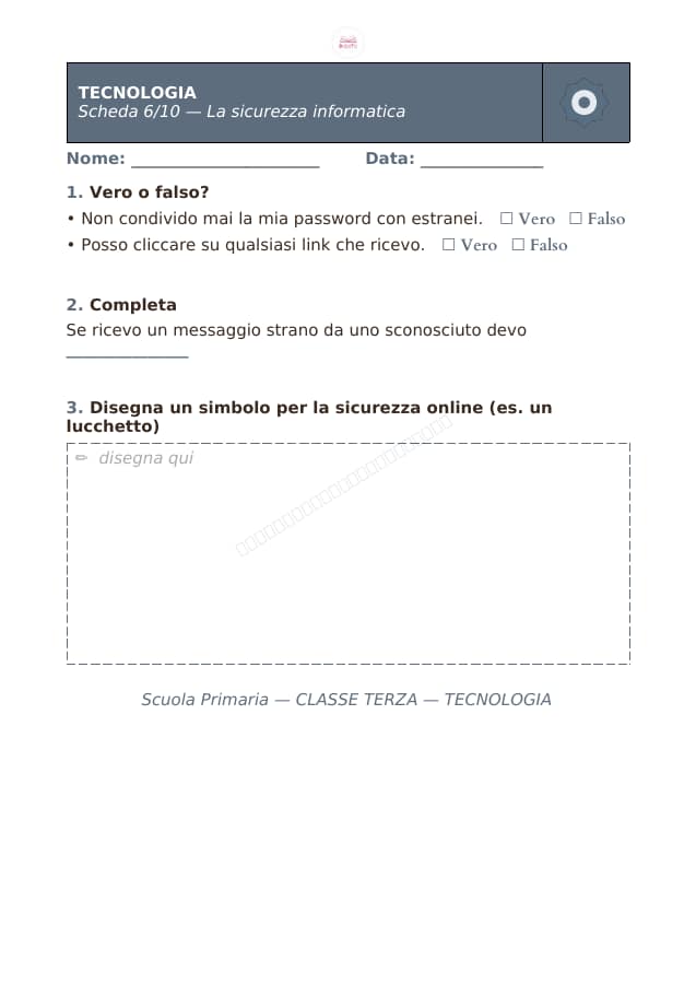 Pagina 6 di 10: Schede di tecnologia per la classe terza