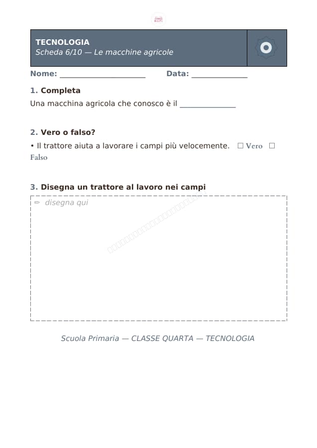 Pagina 6 di 10: Schede di tecnologia per la classe quarta