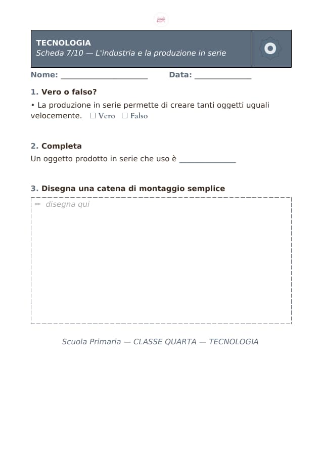 Pagina 7 di 10: Schede di tecnologia per la classe quarta