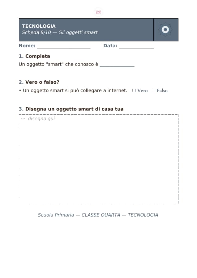 Pagina 8 di 10: Schede di tecnologia per la classe quarta
