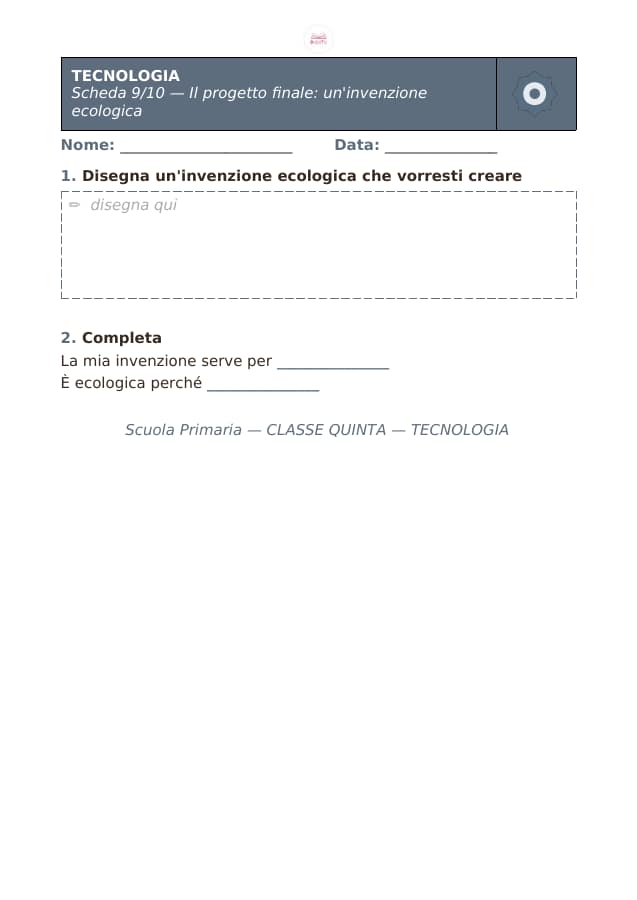 Pagina 9 di 10: Schede di tecnologia per la classe quinta