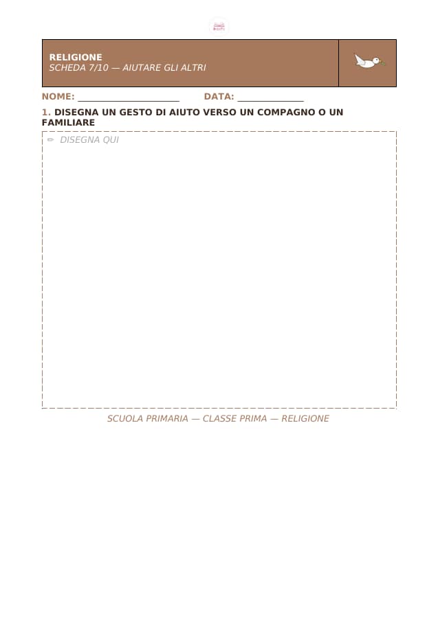 Pagina 7 di 10: Schede di religione per la classe prima