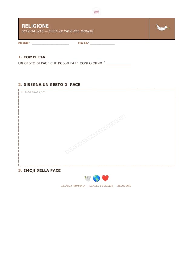 Pagina 5 di 10: Schede di religione per la classe seconda