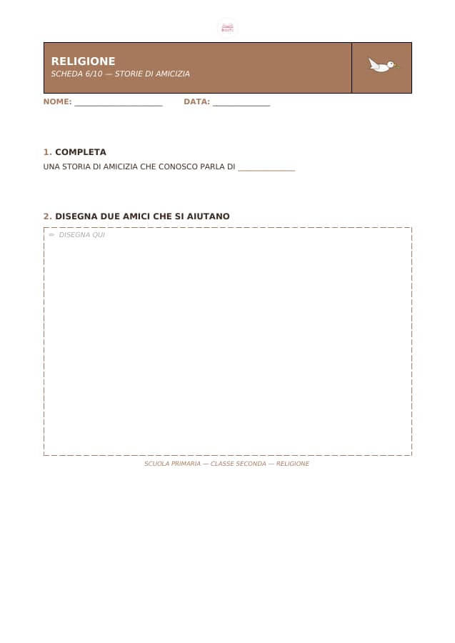 Pagina 6 di 10: Schede di religione per la classe seconda