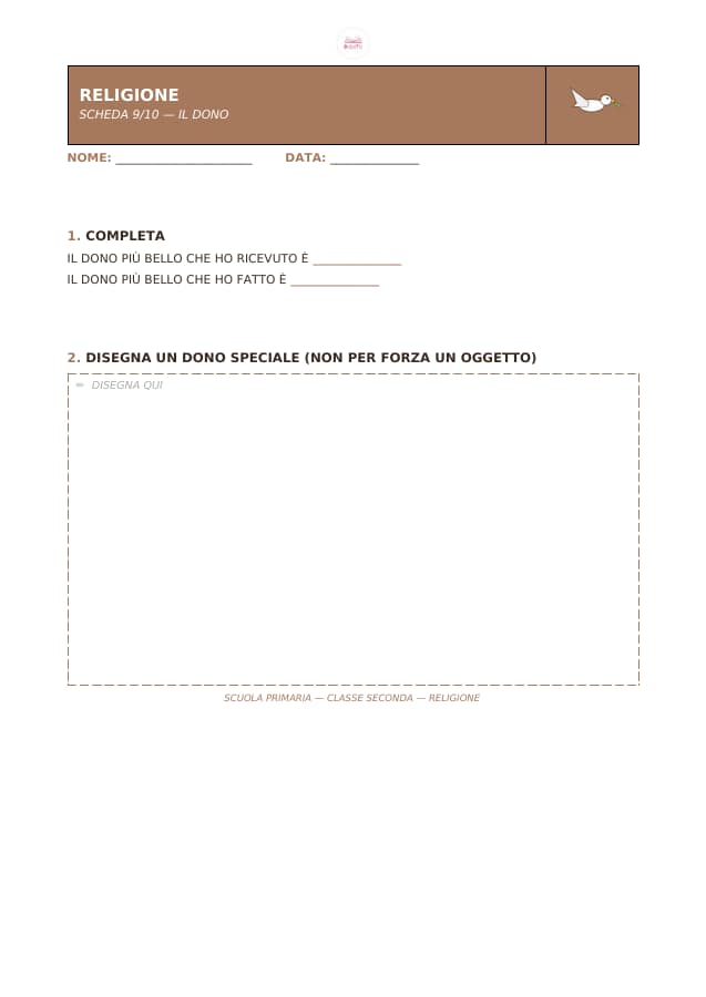 Pagina 9 di 10: Schede di religione per la classe seconda