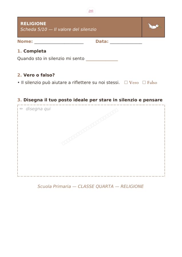 Pagina 5 di 10: Schede di religione per la classe quarta