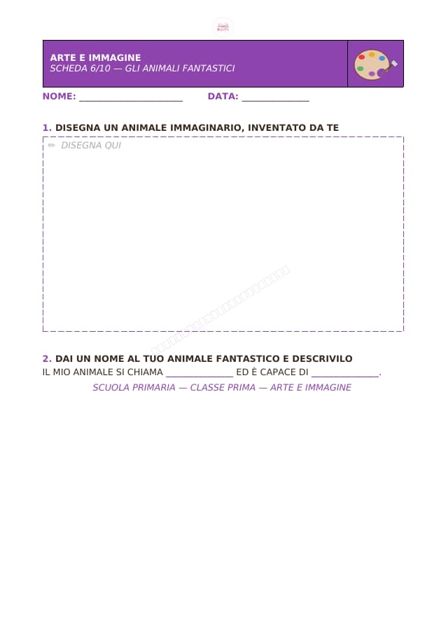 Pagina 6 di 10: Schede di arte e immagine per la classe prima