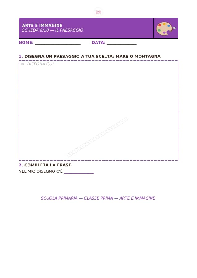 Pagina 8 di 10: Schede di arte e immagine per la classe prima