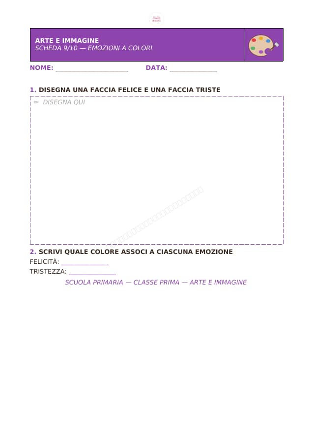 Pagina 9 di 10: Schede di arte e immagine per la classe prima