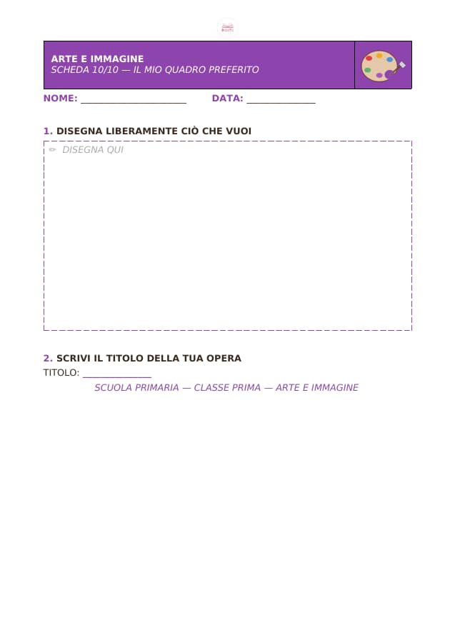 Pagina 10 di 10: Schede di arte e immagine per la classe prima