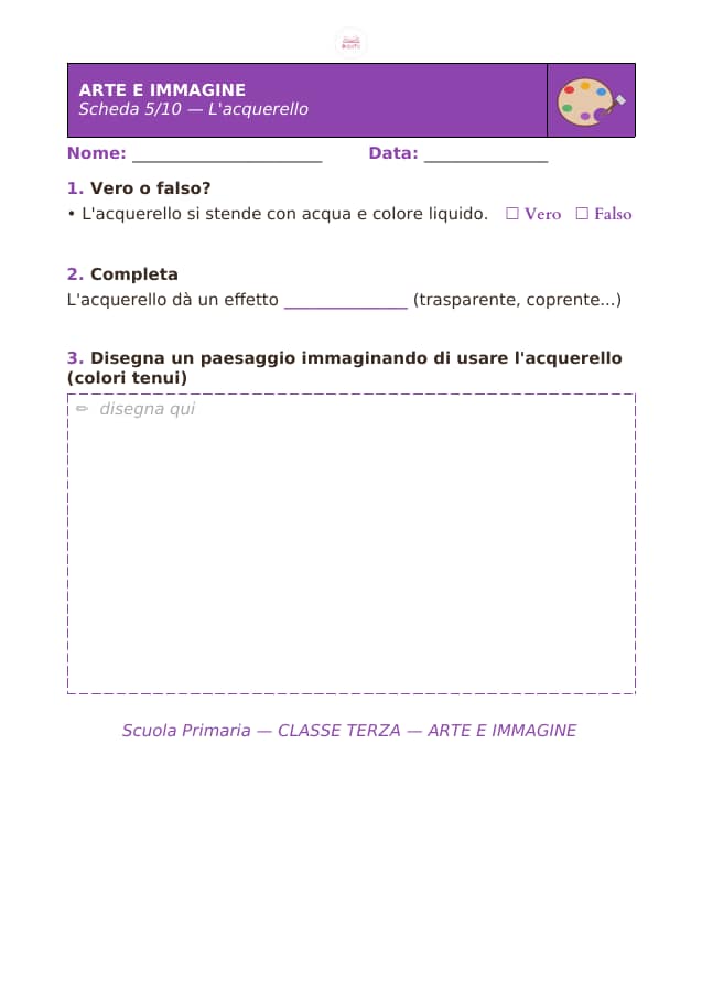 Pagina 5 di 10: Schede di arte e immagine per la classe terza
