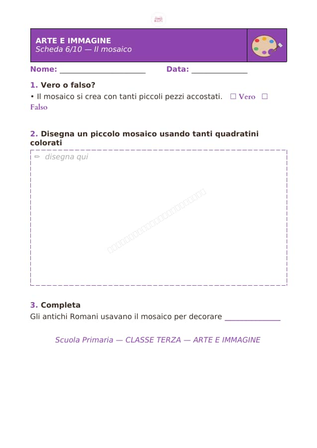 Pagina 6 di 10: Schede di arte e immagine per la classe terza