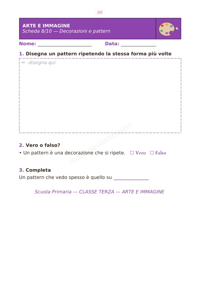 Pagina 8 di 10: Schede di arte e immagine per la classe terza