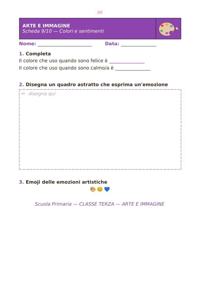 Pagina 9 di 10: Schede di arte e immagine per la classe terza