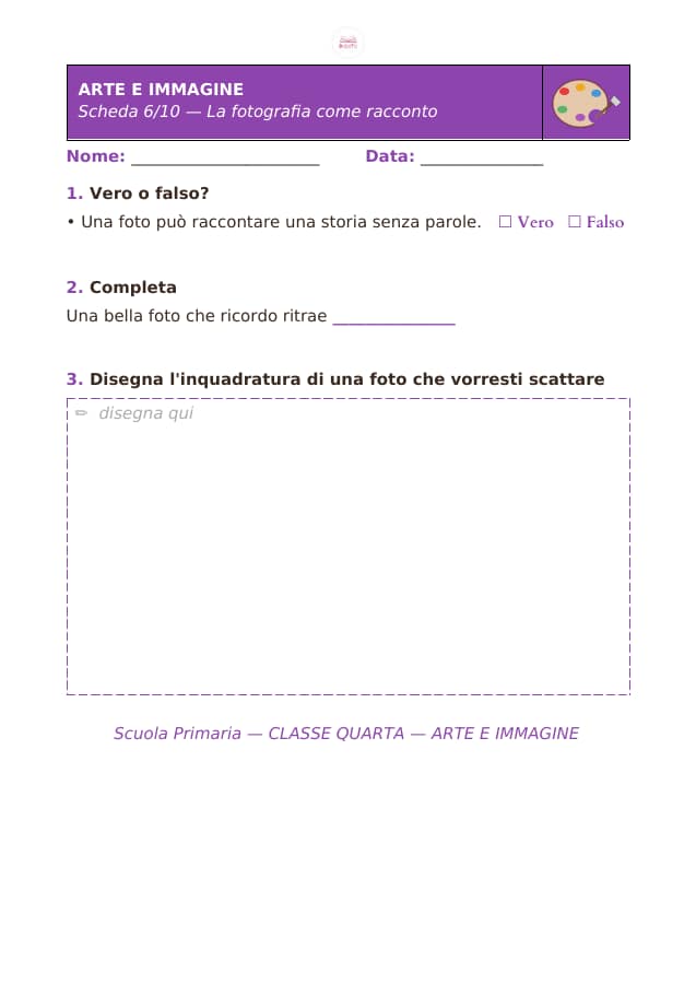 Pagina 6 di 10: Schede di arte e immagine per la classe quarta