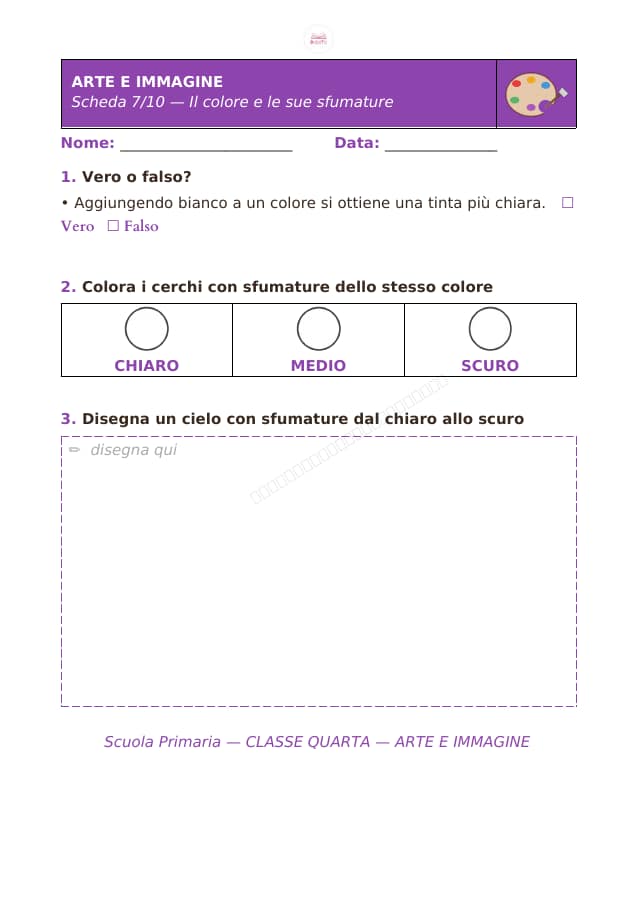 Pagina 7 di 10: Schede di arte e immagine per la classe quarta
