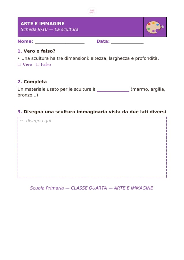 Pagina 9 di 10: Schede di arte e immagine per la classe quarta