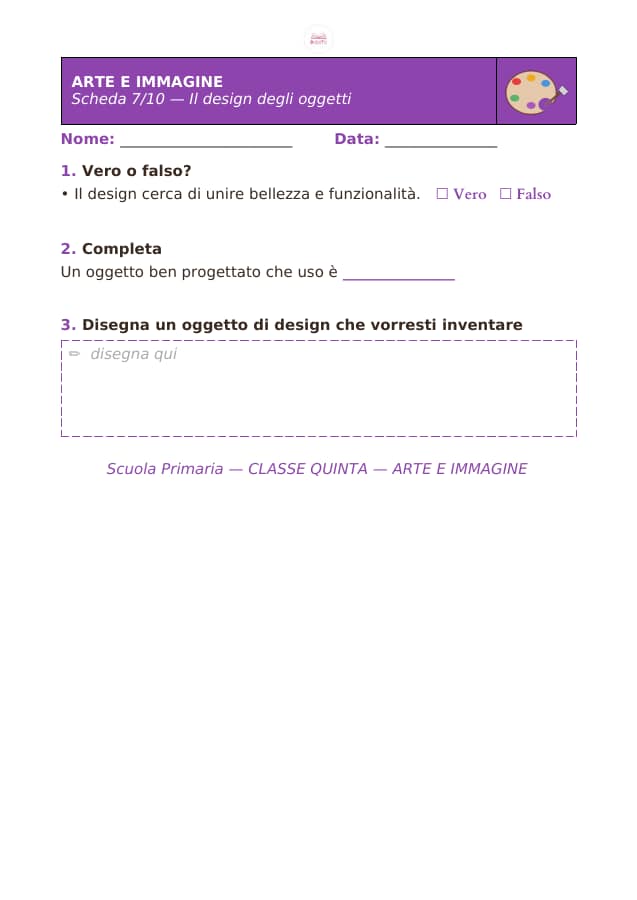 Pagina 7 di 10: Schede di arte e immagine per la classe quinta