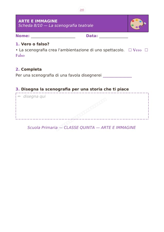 Pagina 8 di 10: Schede di arte e immagine per la classe quinta