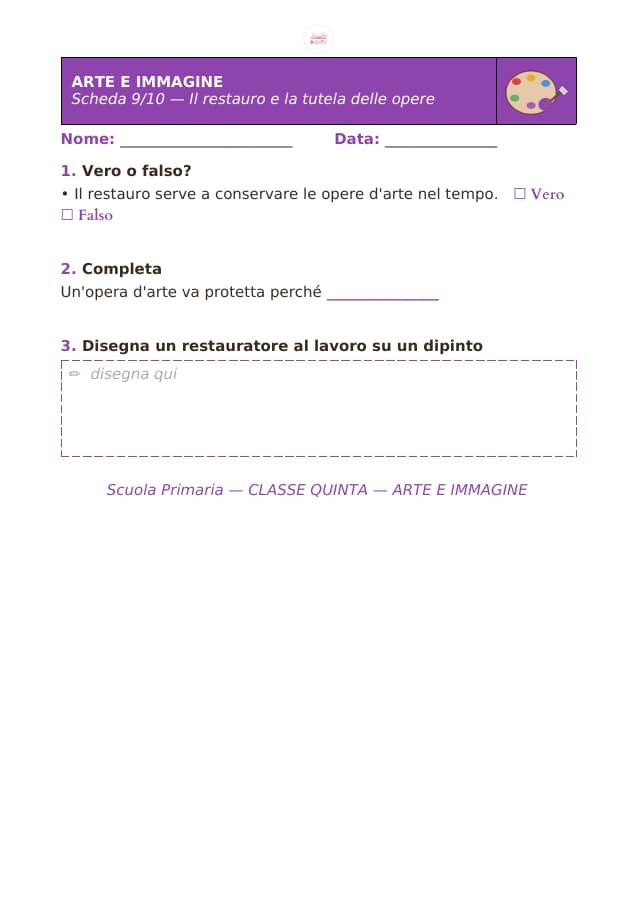 Pagina 9 di 10: Schede di arte e immagine per la classe quinta