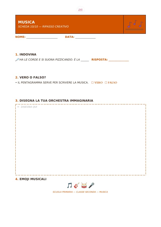Pagina 10 di 10: Schede di musica per la classe seconda