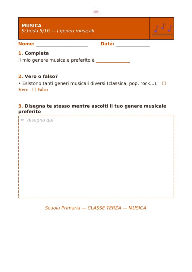 Pagina 5 di 10: Schede di musica per la classe terza