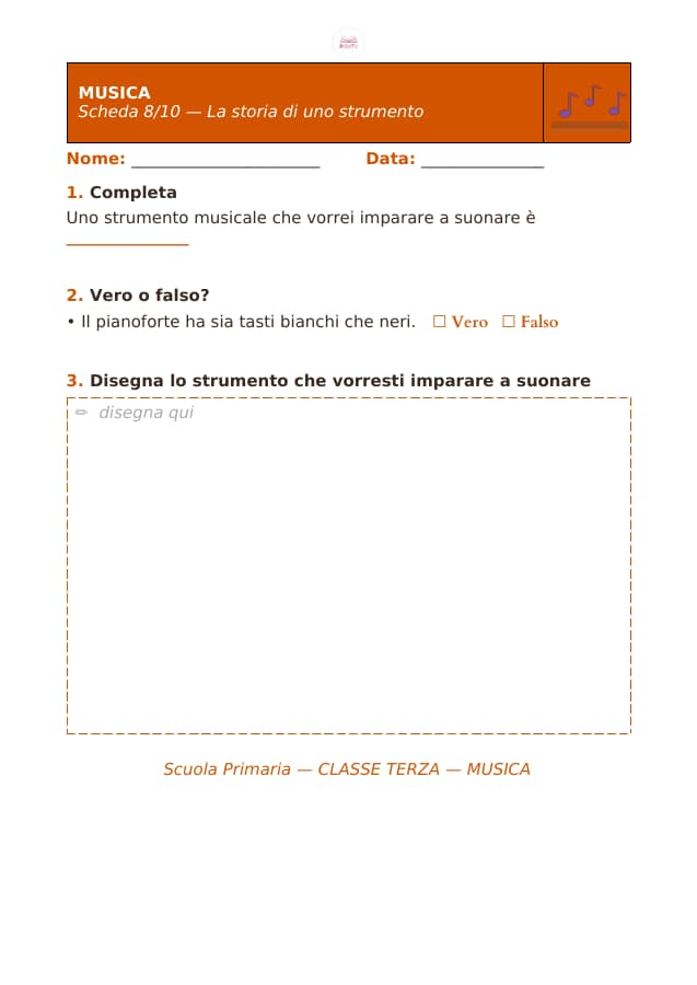 Pagina 8 di 10: Schede di musica per la classe terza