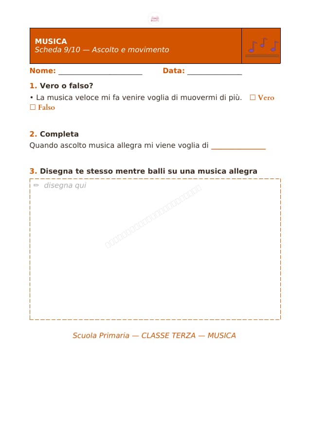 Pagina 9 di 10: Schede di musica per la classe terza