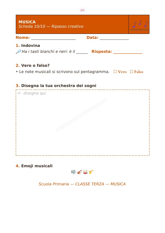 Pagina 10 di 10: Schede di musica per la classe terza