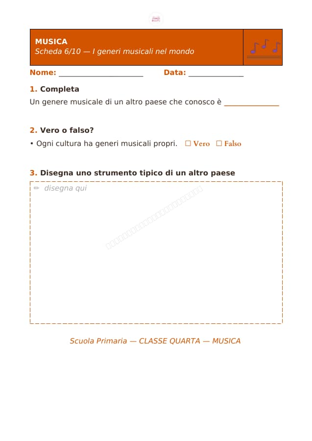 Pagina 6 di 10: Schede di musica per la classe quarta