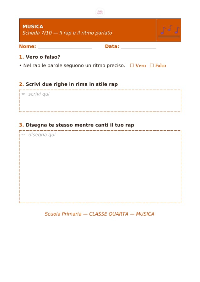 Pagina 7 di 10: Schede di musica per la classe quarta