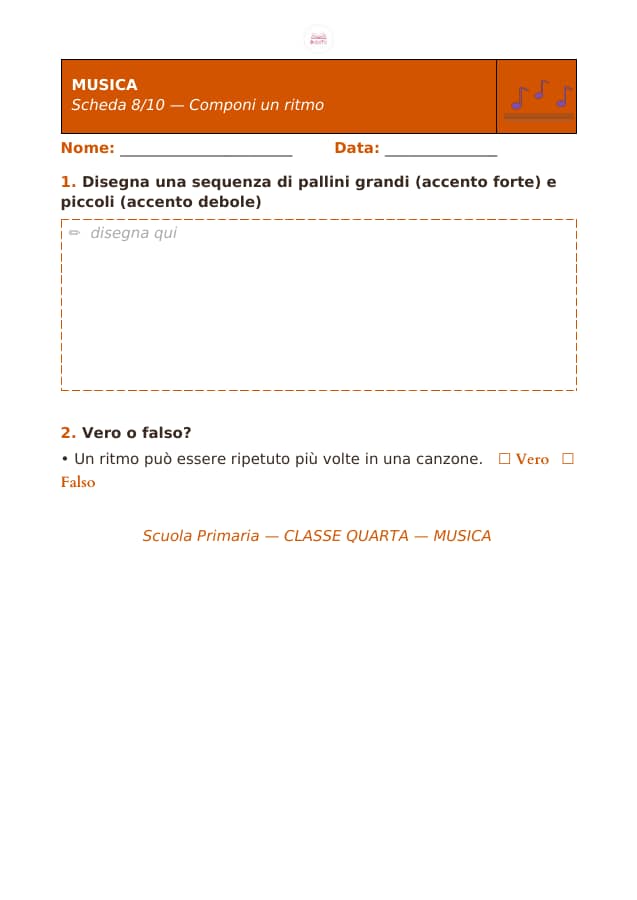 Pagina 8 di 10: Schede di musica per la classe quarta