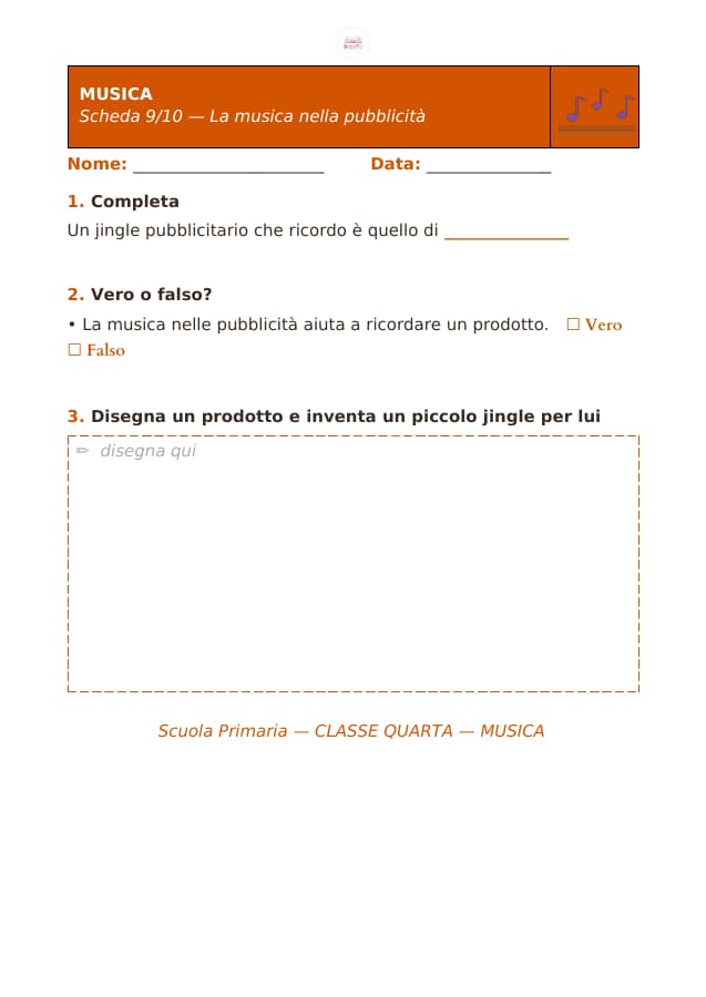 Pagina 9 di 10: Schede di musica per la classe quarta