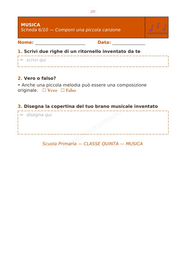 Pagina 6 di 10: Schede di musica per la classe quinta