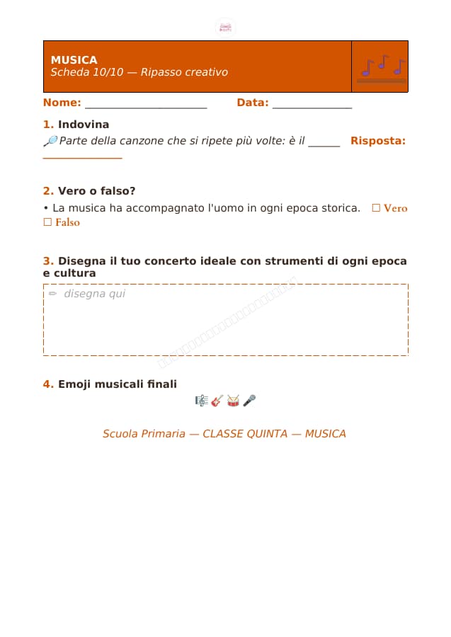 Pagina 10 di 10: Schede di musica per la classe quinta