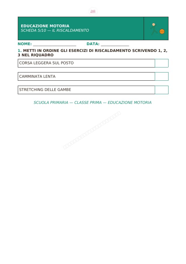 Pagina 5 di 10: Schede di educazione motoria per la classe prima