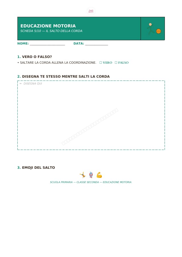 Pagina 5 di 10: Schede di educazione motoria per la classe seconda