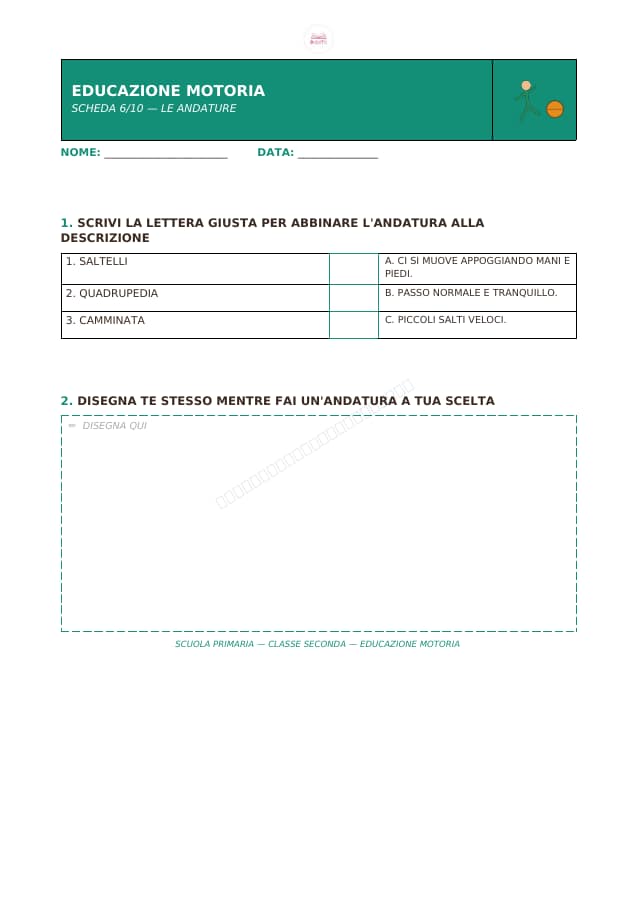 Pagina 6 di 10: Schede di educazione motoria per la classe seconda