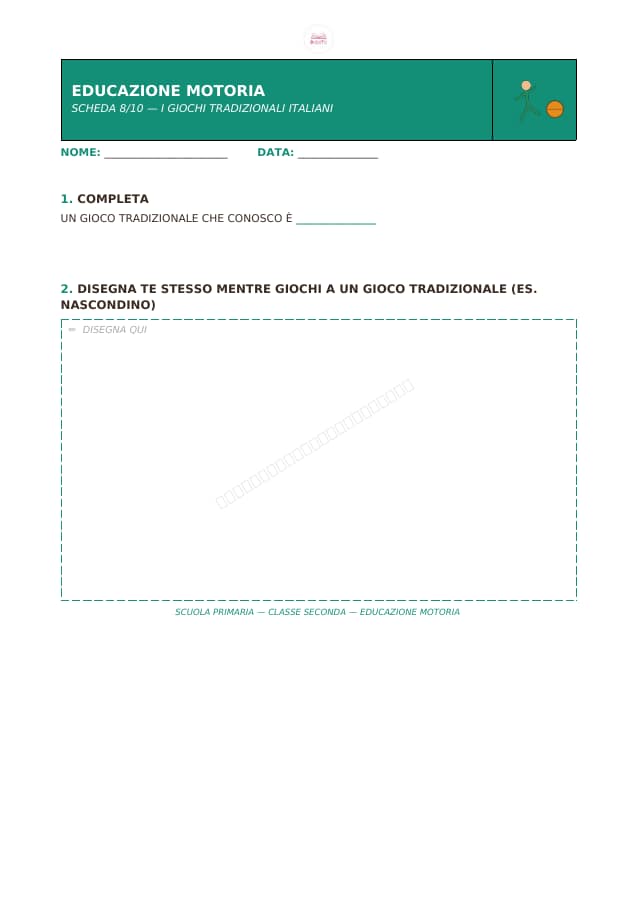 Pagina 8 di 10: Schede di educazione motoria per la classe seconda