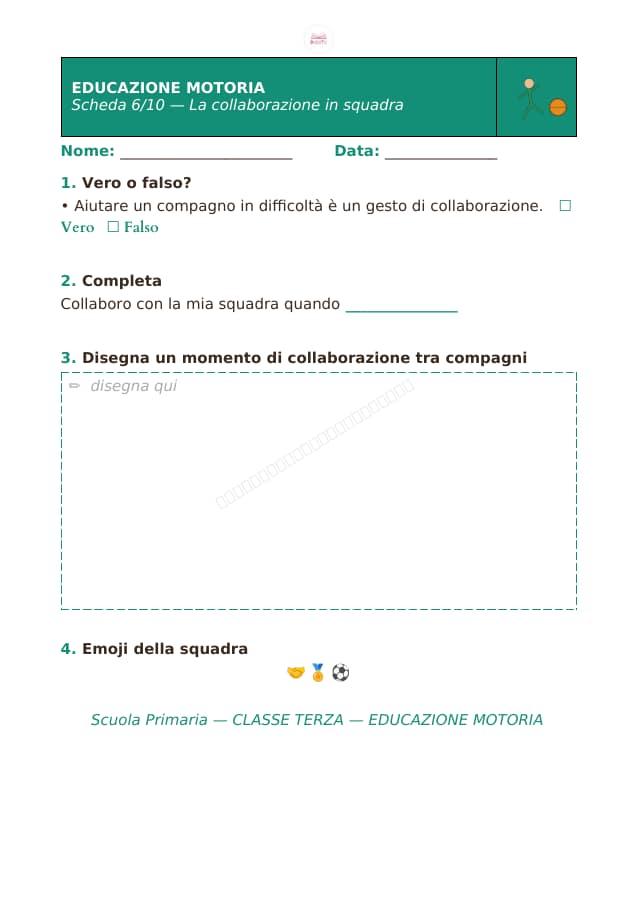 Pagina 6 di 10: Schede di educazione motoria per la classe terza