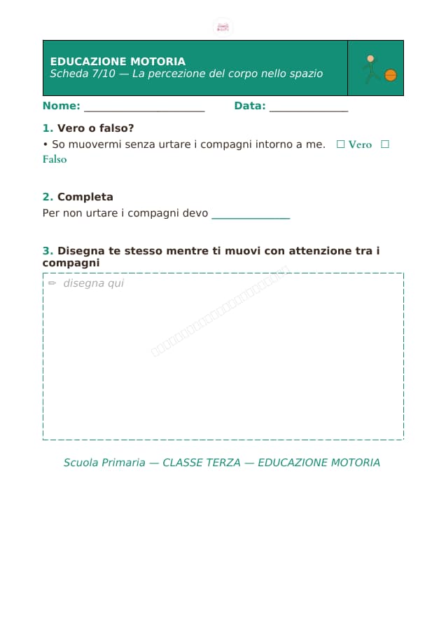Pagina 7 di 10: Schede di educazione motoria per la classe terza