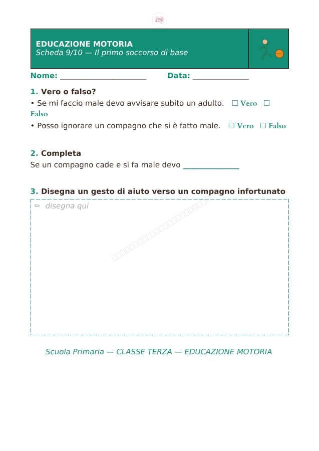 Pagina 9 di 10: Schede di educazione motoria per la classe terza