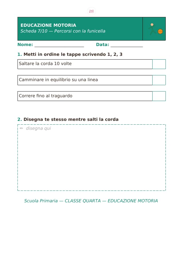 Pagina 7 di 10: Schede di educazione motoria per la classe quarta